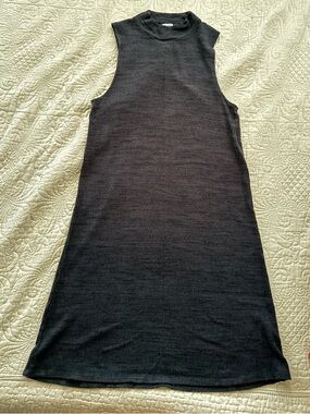 Splendid Charcoal Ribbed Sleeveless Mock Neck Midi Dress